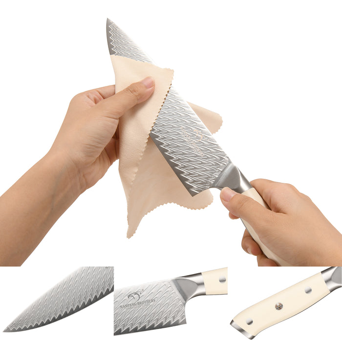 9-Pieces 3D Pattern Damascus Kitchen Knife Set with Oxford Fabric Roll, Fork and two Kitchen Shears