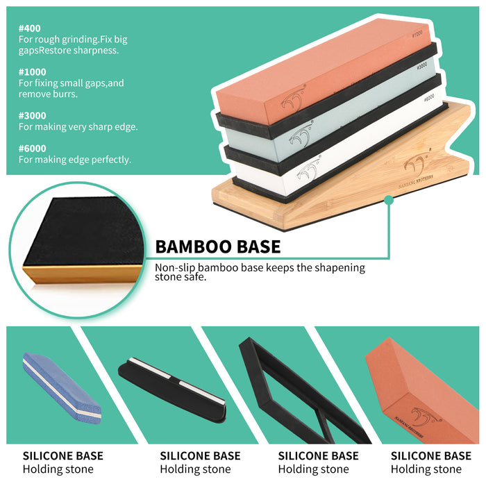 Premium 4 Side Grit 1000 3000 6000 Water Stone Knife Sharpening Stone Kit