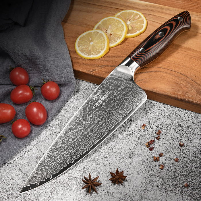 8 Inch Damascus Kitchen Chef Knife with High Fiber Micarta Handle