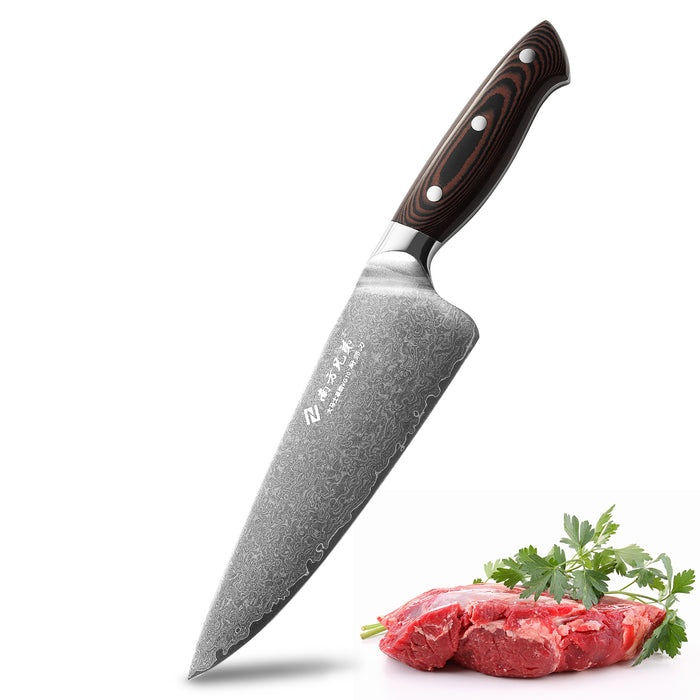 8 Inch Damascus Kitchen Chef Knife with High Fiber Micarta Handle