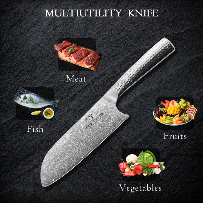4-Piece Damascus Kitchen Knife Set with Block