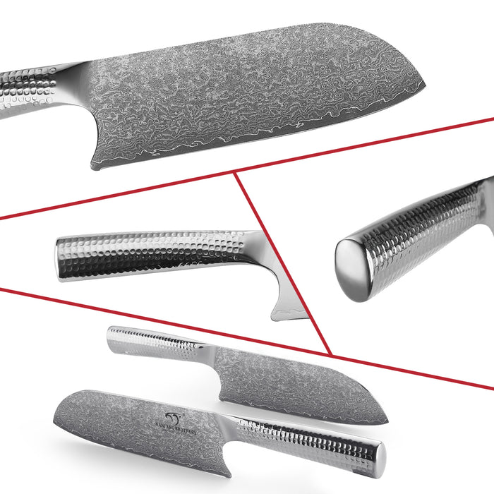 4-Piece Damascus Kitchen Knife Set with Block
