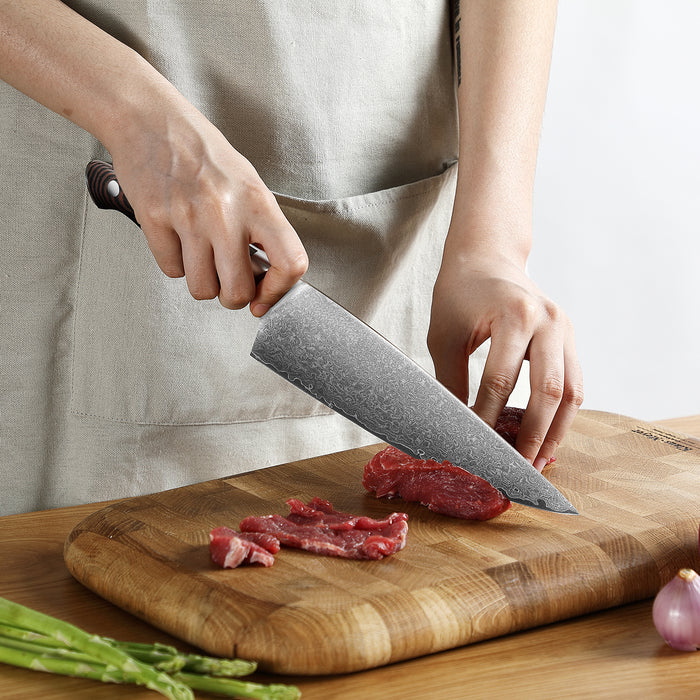 8 Inch Damascus Kitchen Chef Knife with High Fiber Micarta Handle