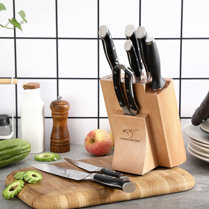 9-Piece Damascus Kitchen Knife Set with Wooden Block
