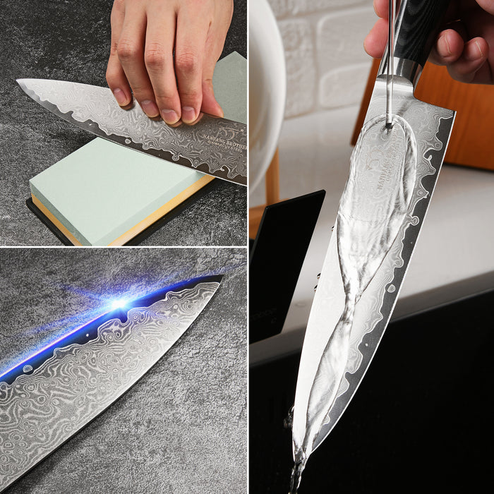6-Pieces Damascus Kitchen Knife Set with Sharpener and Scissor