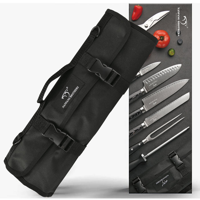 8-Pieces Damascus Kitchen Knife Set with Oxford Fabric Roll