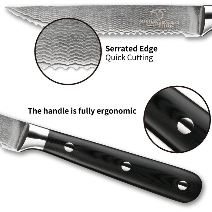 6-Pieces Damascus Kitchen Steak Knife Set with Bamboo Gift Box