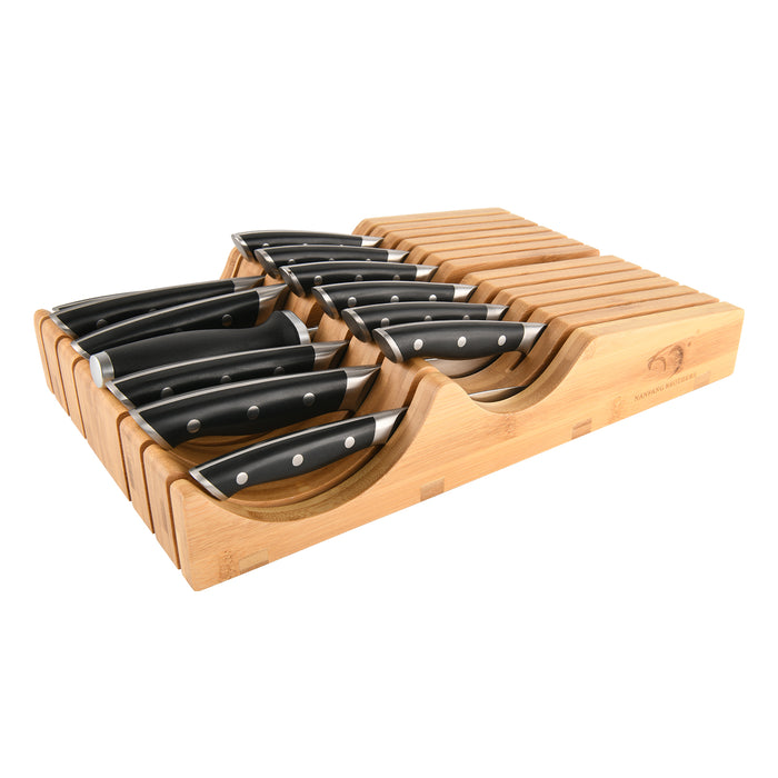 14-Pieces Damascus Kitchen Knife Set with Bamboo Drawer Organizer