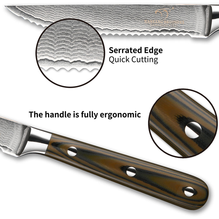 6-Pieces Damascus Kitchen Steak Knife Set with Bamboo Gift Box