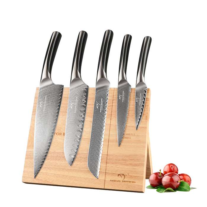 6-Pieces Damascus Kitchen Knife with Magnetic Wooden Block