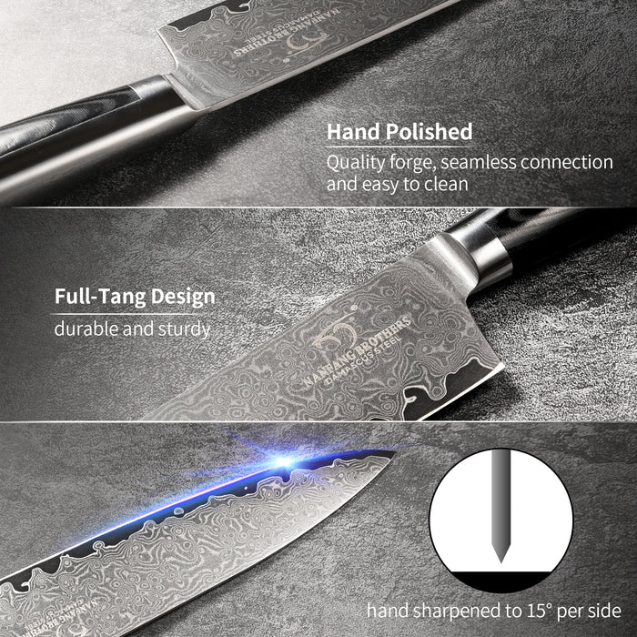 6-Pieces Damascus Kitchen Knife Set with Sharpener and Scissor