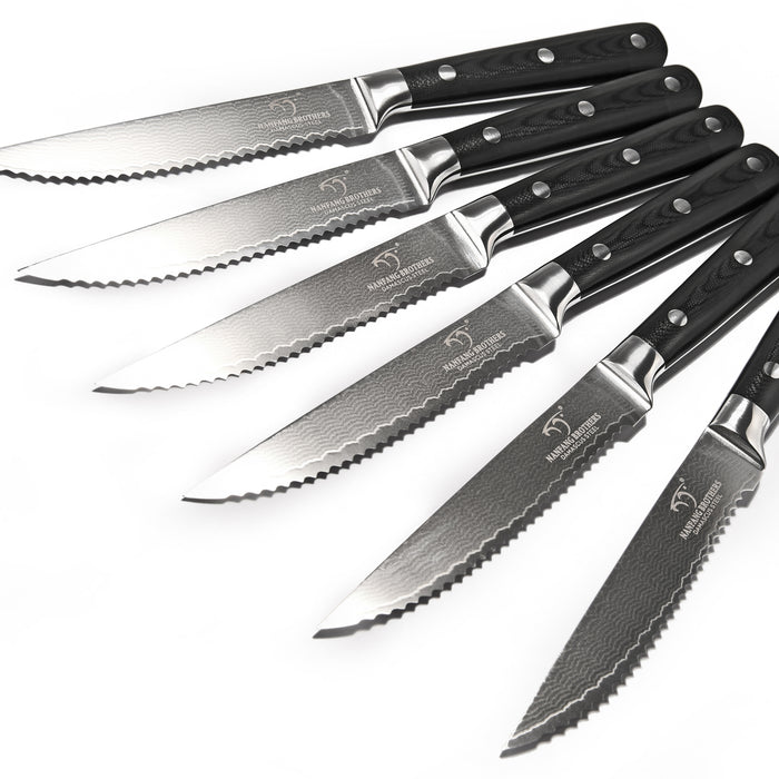 6-Pieces Damascus Kitchen Steak Knife Set with Bamboo Gift Box