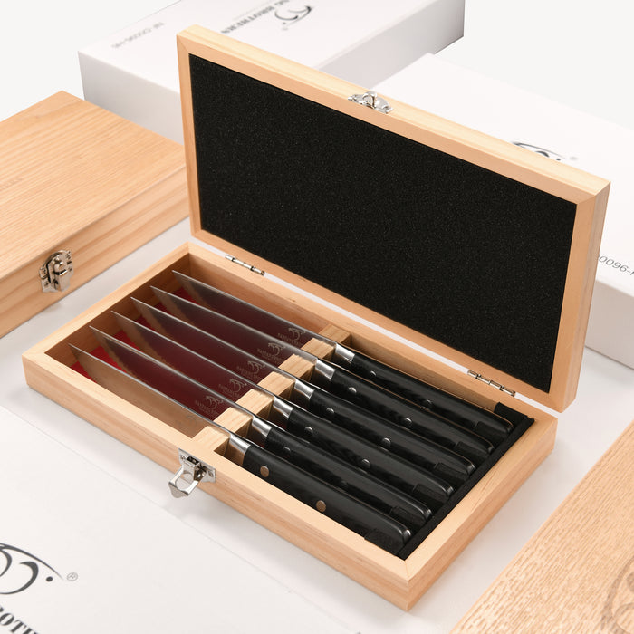6-Pieces Damascus Kitchen Steak Knife Set with Bamboo Gift Box