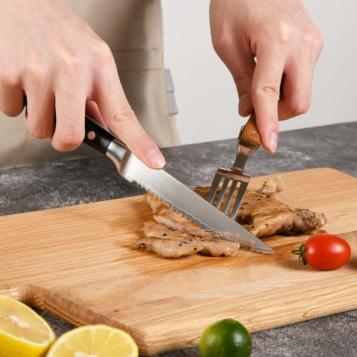 6-Pieces Damascus Kitchen Steak Knife Set with Bamboo Gift Box