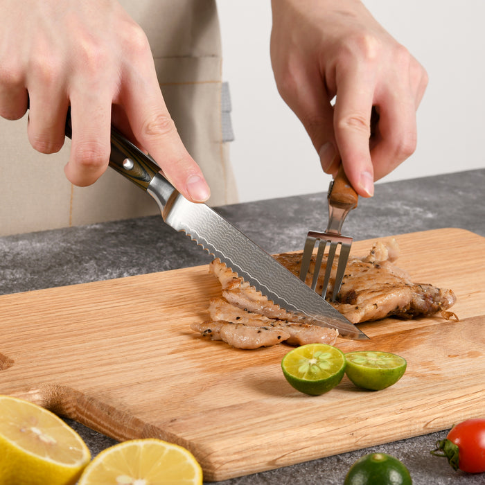 6-Pieces Damascus Kitchen Steak Knife Set with Bamboo Gift Box