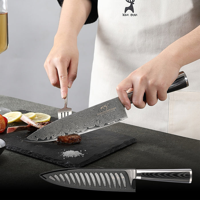 4-Piece Damascus Kitchen Knife Set with Sharpener