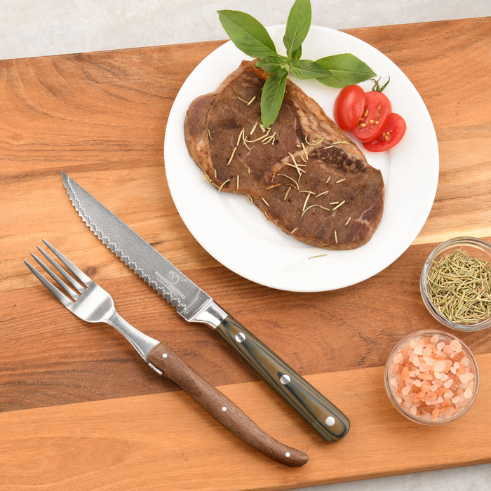 6-Pieces Damascus Kitchen Steak Knife Set with Bamboo Gift Box