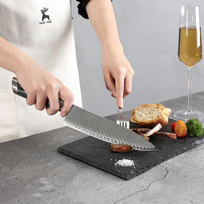 7-Pieces Damascus Kitchen Knife Set with Wooden Block