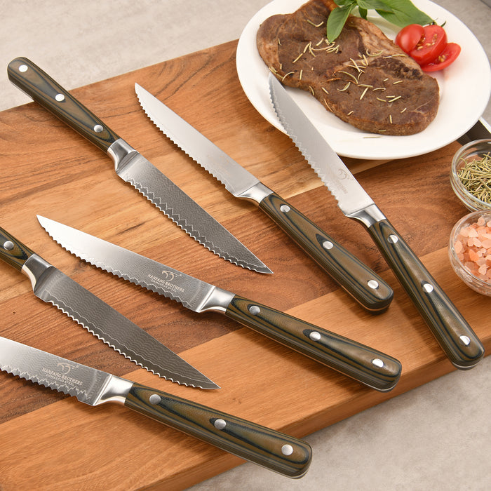 6-Pieces Damascus Kitchen Steak Knife Set with Bamboo Gift Box