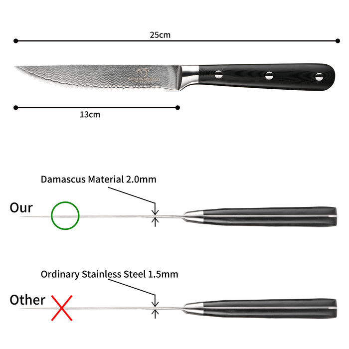 6-Pieces Damascus Kitchen Steak Knife Set with Bamboo Gift Box