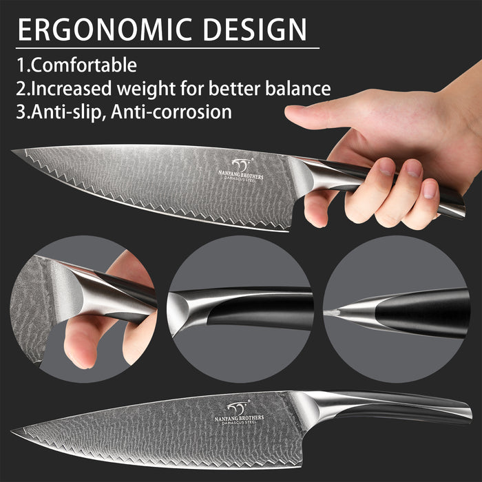 6-Pieces Damascus Kitchen Knife with Magnetic Wooden Block