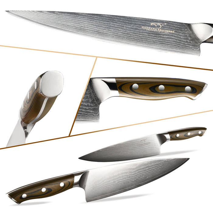 9-Pieces Damascus Kitchen Knife Set with G10 High Fiber Handle