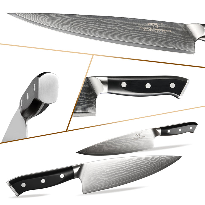 18-Pieces Damascus Knife Set with Wooden Block and 8 Pcs Steak Knife