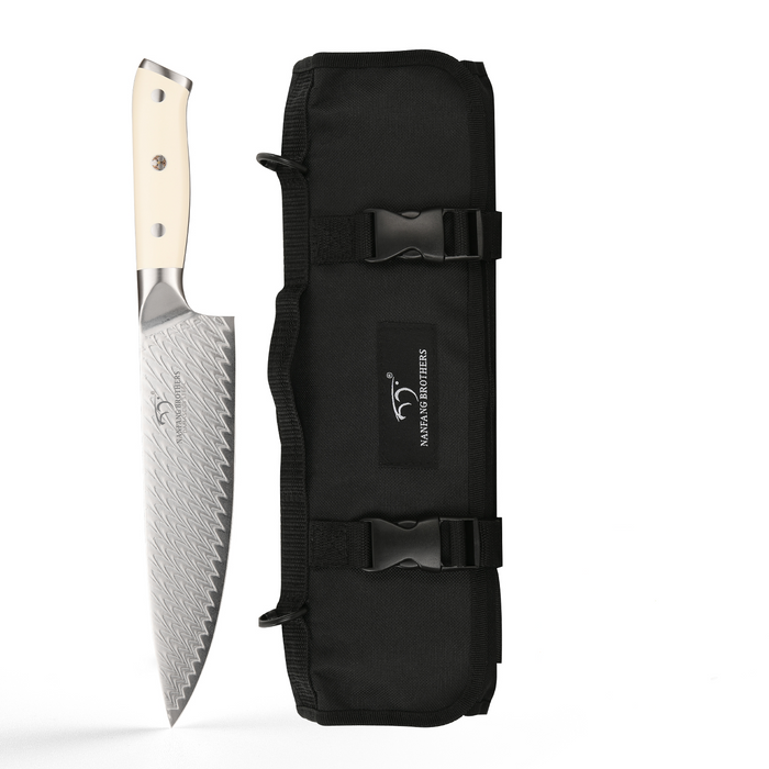 9-Pieces 3D Pattern Damascus Kitchen Knife Set with Oxford Fabric Roll, Fork and two Kitchen Shears