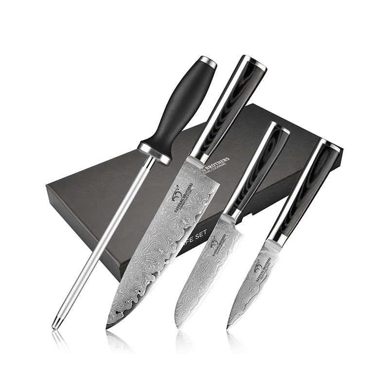 NANFANG BROTHERS Kitchen Knife Set，19 Pieces Damascus Steel Steak Knife Set  ，VG10 Professional Chef Knives Set with Block ，Knife Sharpener and Kitchen