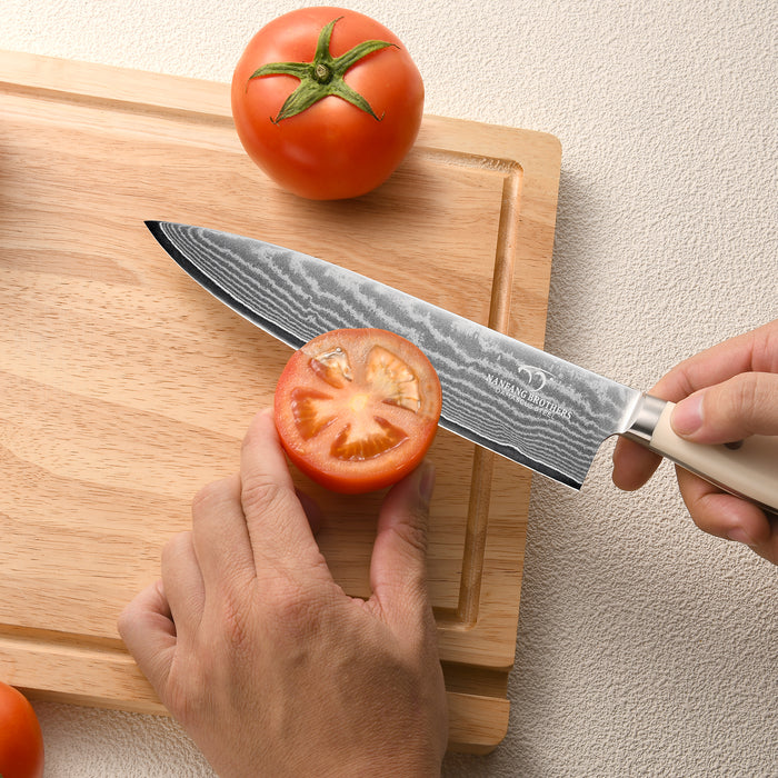 14 Pieces Damascus Steel Knife Set with Wooden Block, Sharpening Steel, Steak Knives and Kitchen Shears