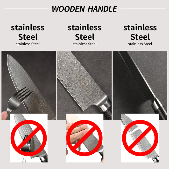 4-Pieces Damascus Kitchen Knife Set with Sharpener